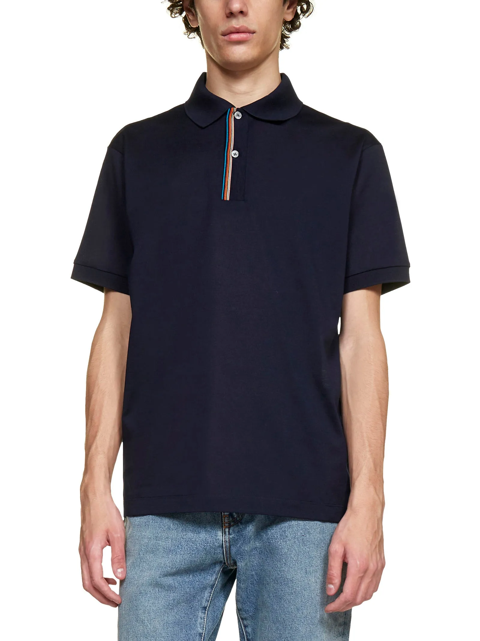 Paul Smith Short-Sleeved Striped Trim Polo Shirt