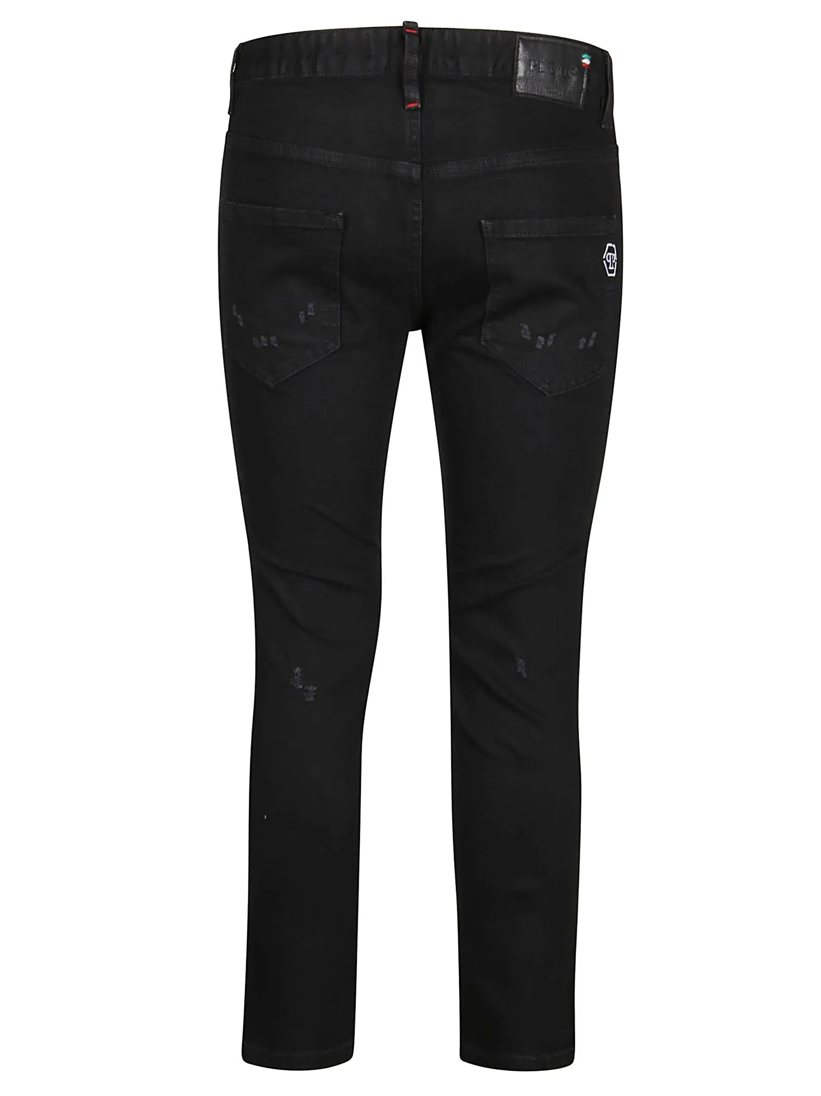 Philipp Plein Logo Patch Slim-Fit Distressed Jeans