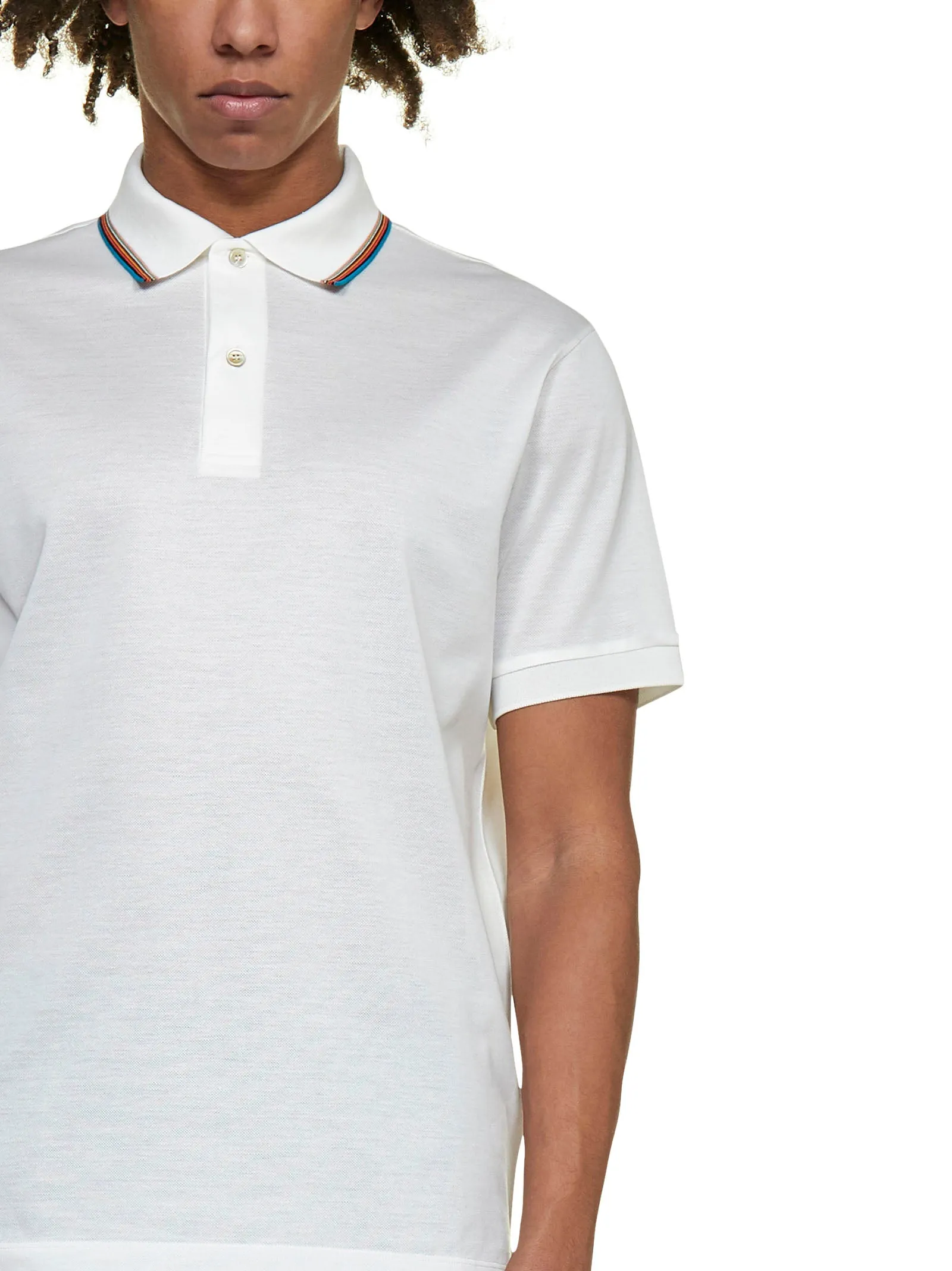 PS Paul Smith Rainbow Stripe-Trim Polo Shirt