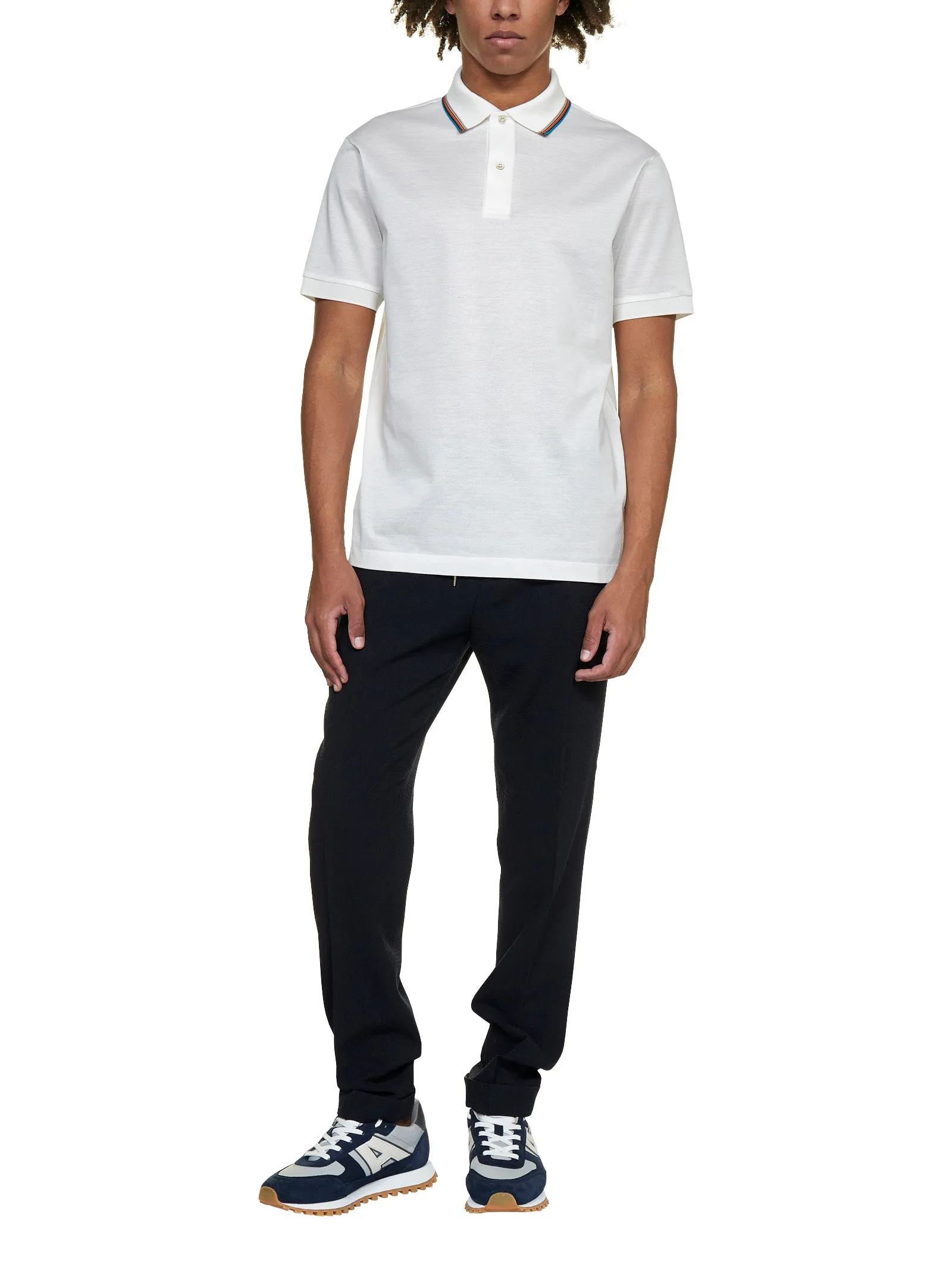 PS Paul Smith Rainbow Stripe-Trim Polo Shirt