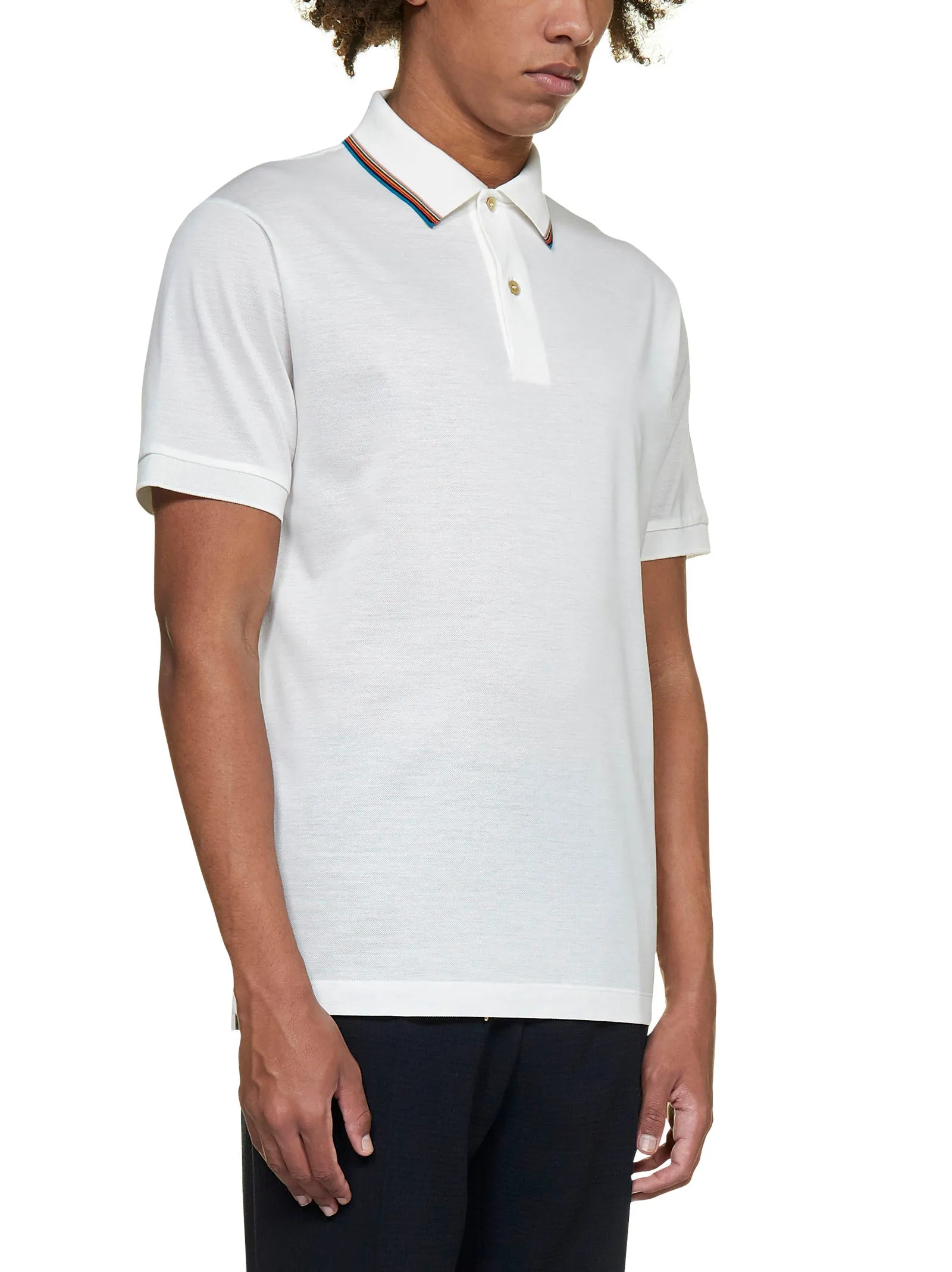 PS Paul Smith Rainbow Stripe-Trim Polo Shirt