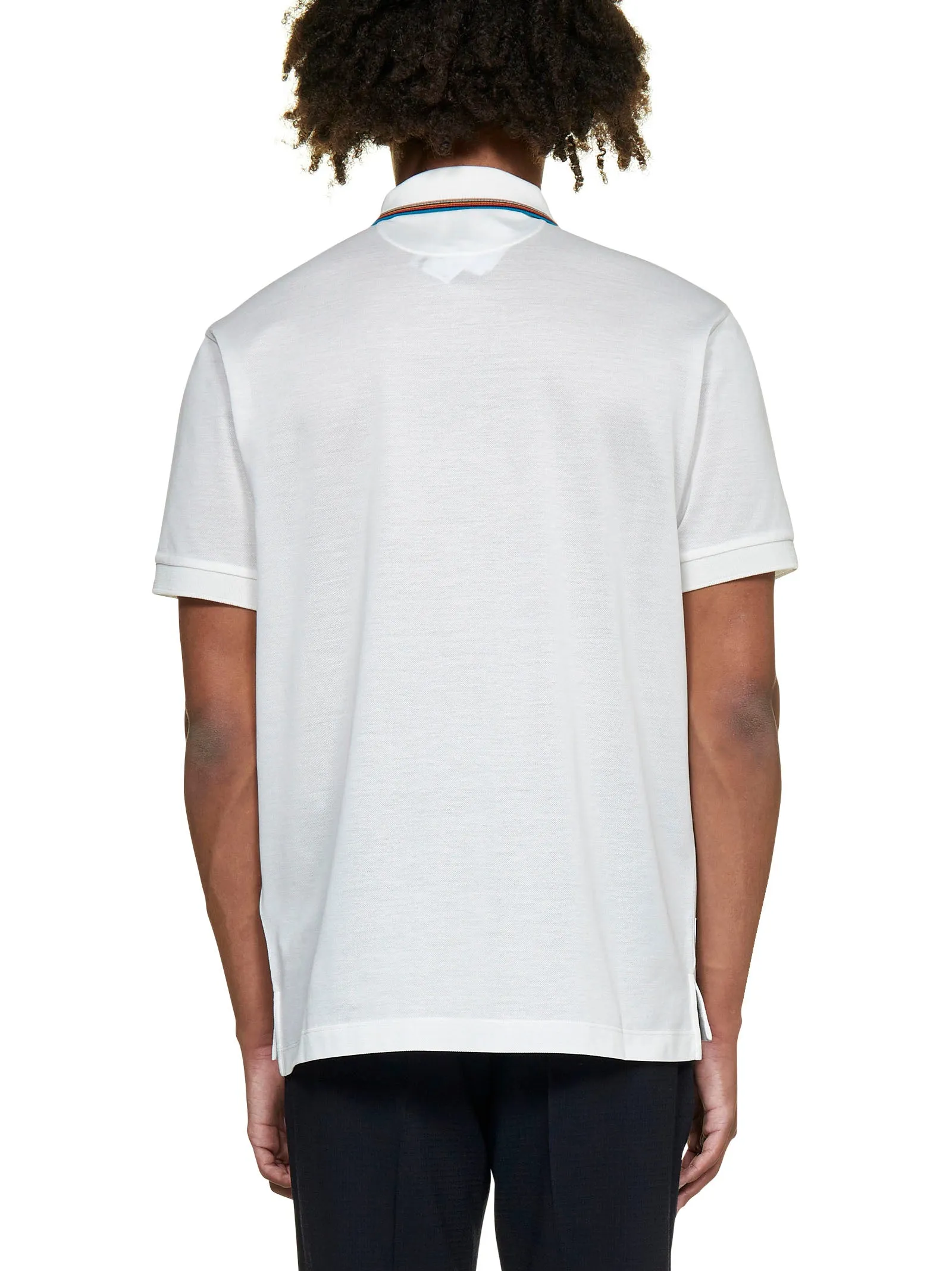 PS Paul Smith Rainbow Stripe-Trim Polo Shirt
