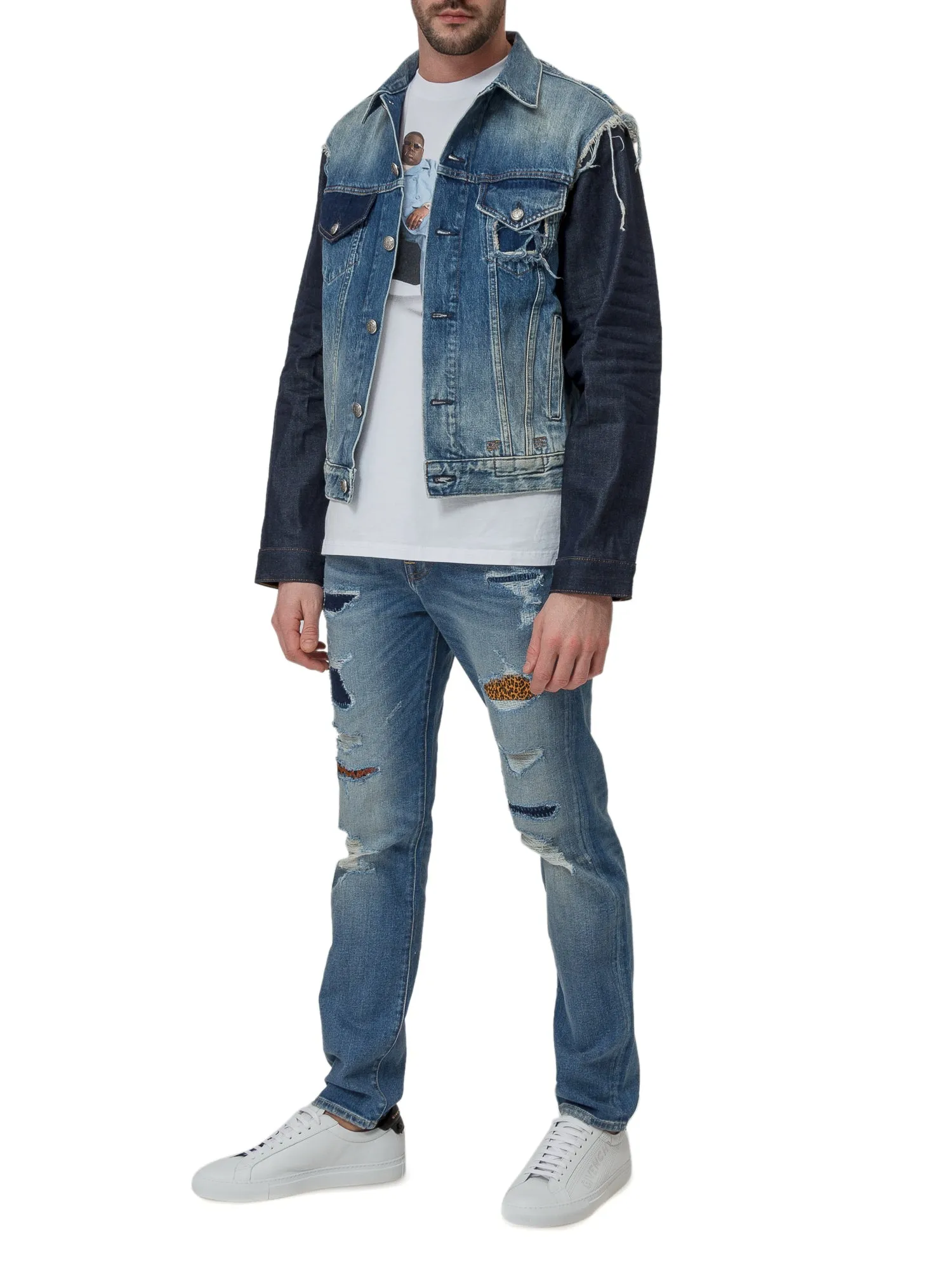 R13 Contrast Denim Button-Up Jacket