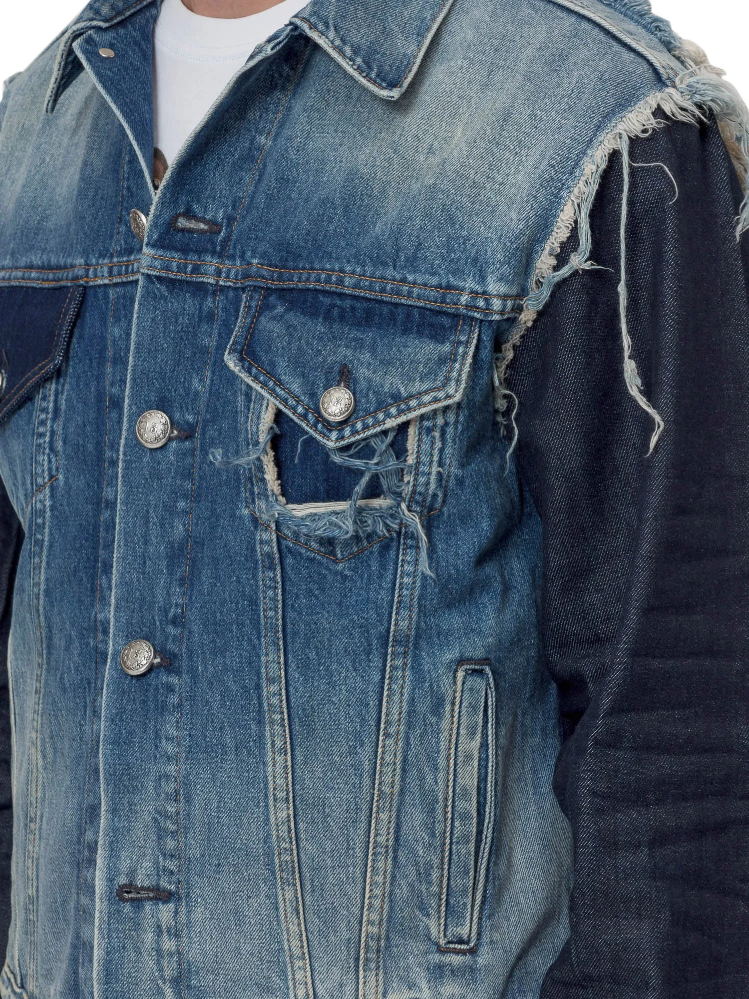 R13 Contrast Denim Button-Up Jacket