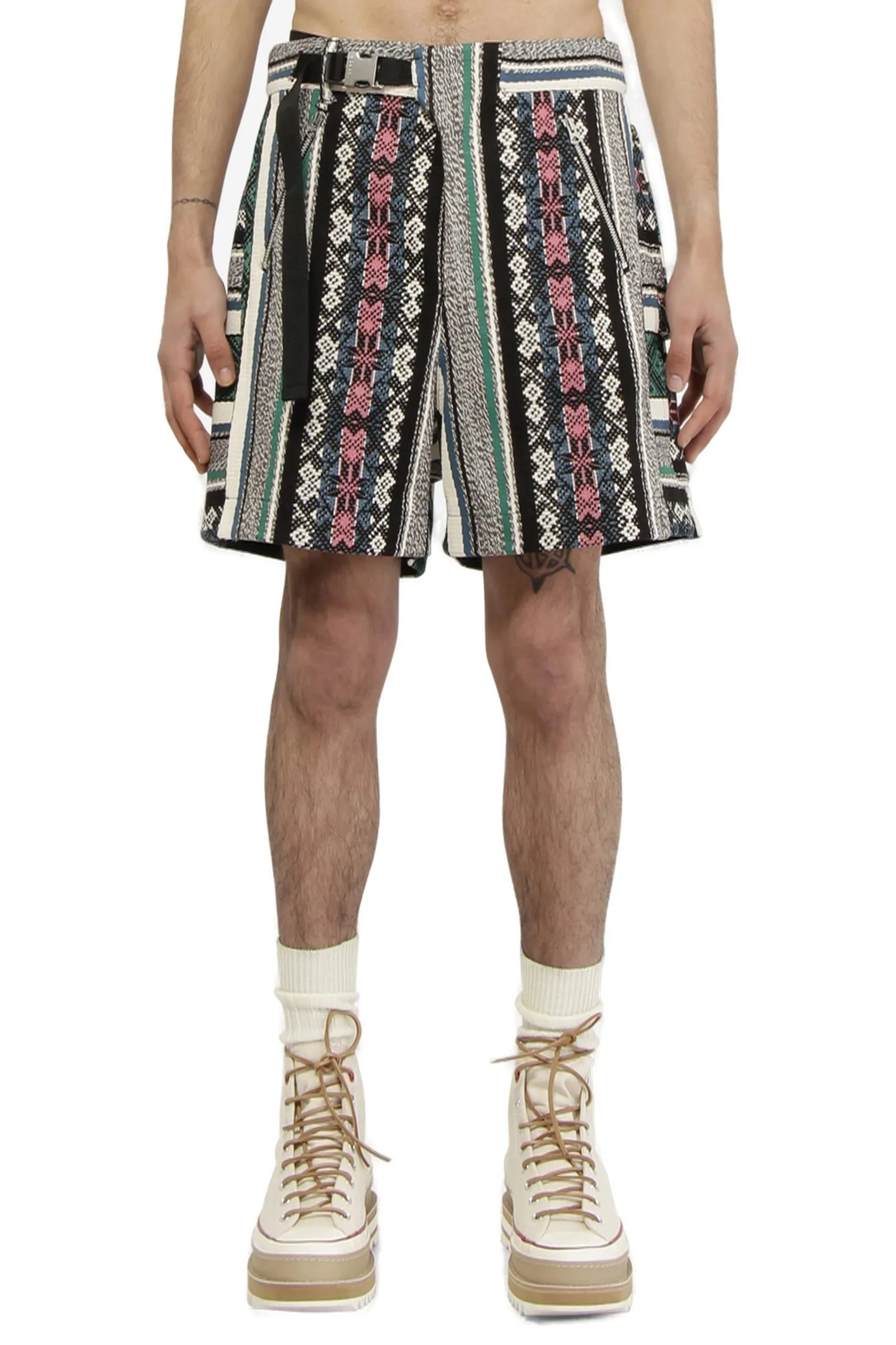 Sacai Jacquard Belted Waist Shorts