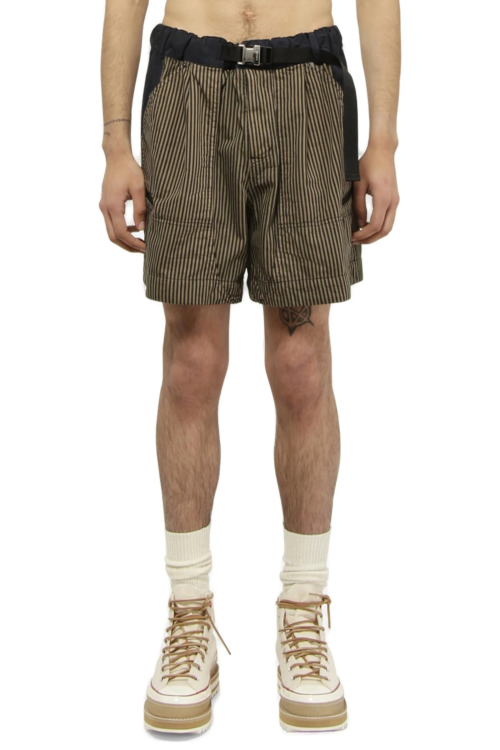 Sacai Striped Belted Shorts
