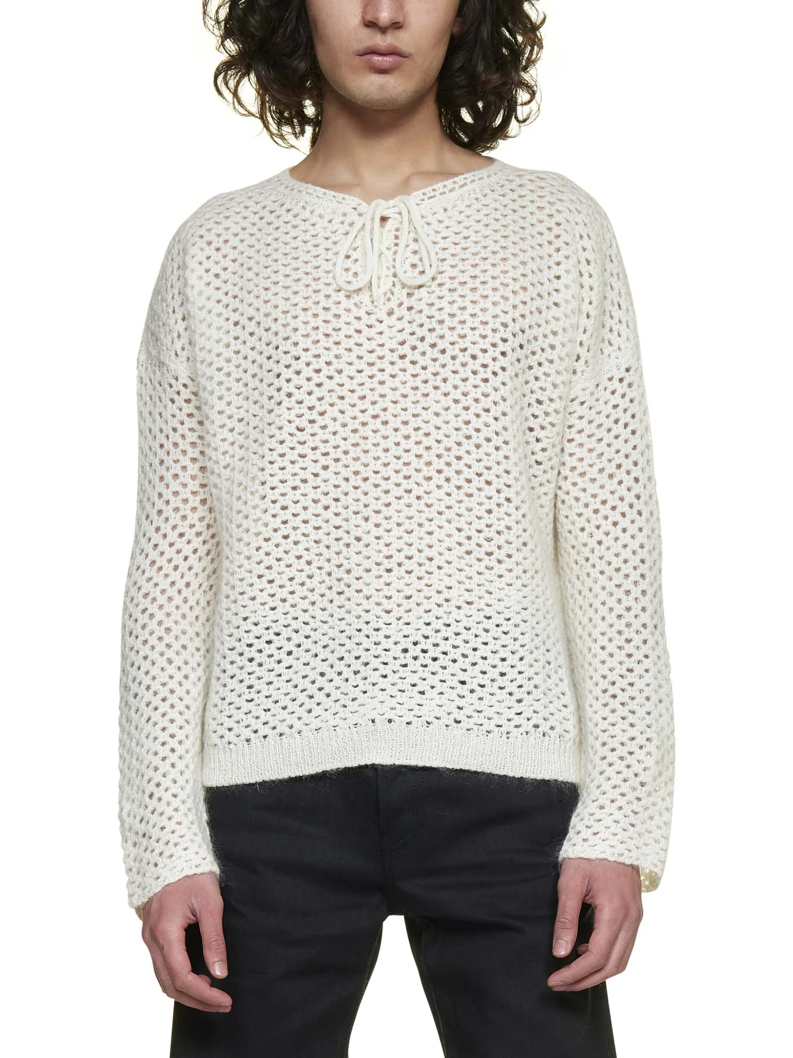 Saint Laurent Lace-Up Drawstring Sweater