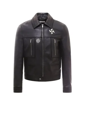 Saint Laurent Pin Detail Leather Jacket