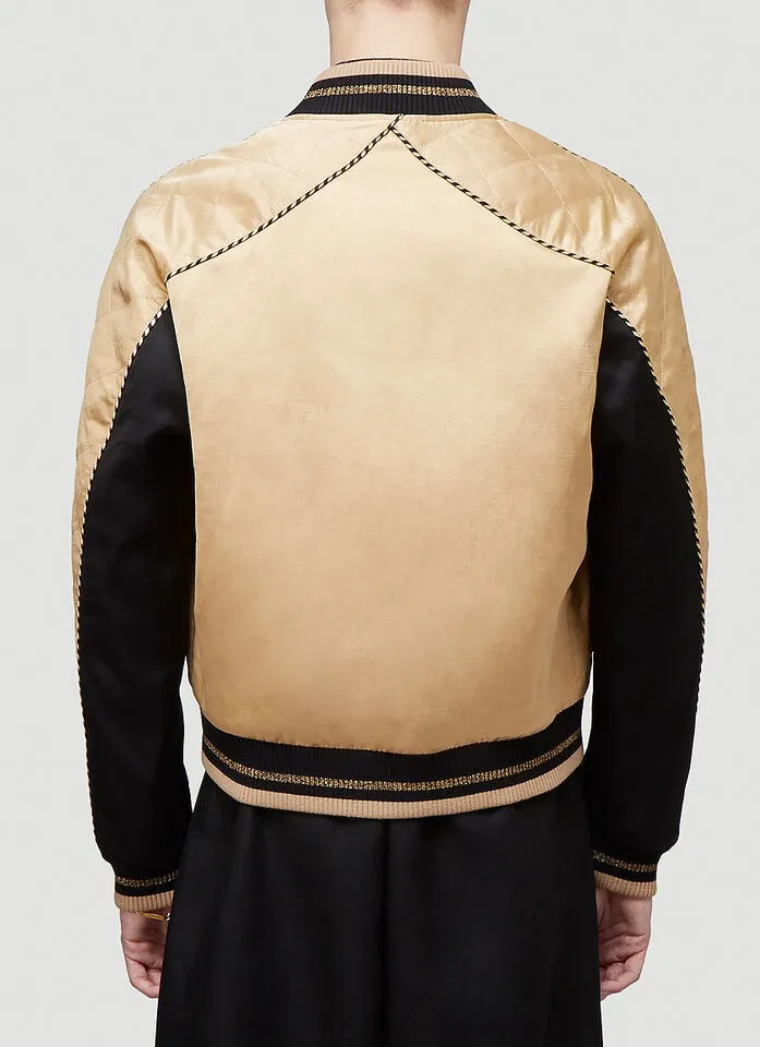 Saint Laurent Teddy Satin Bomber Jacket