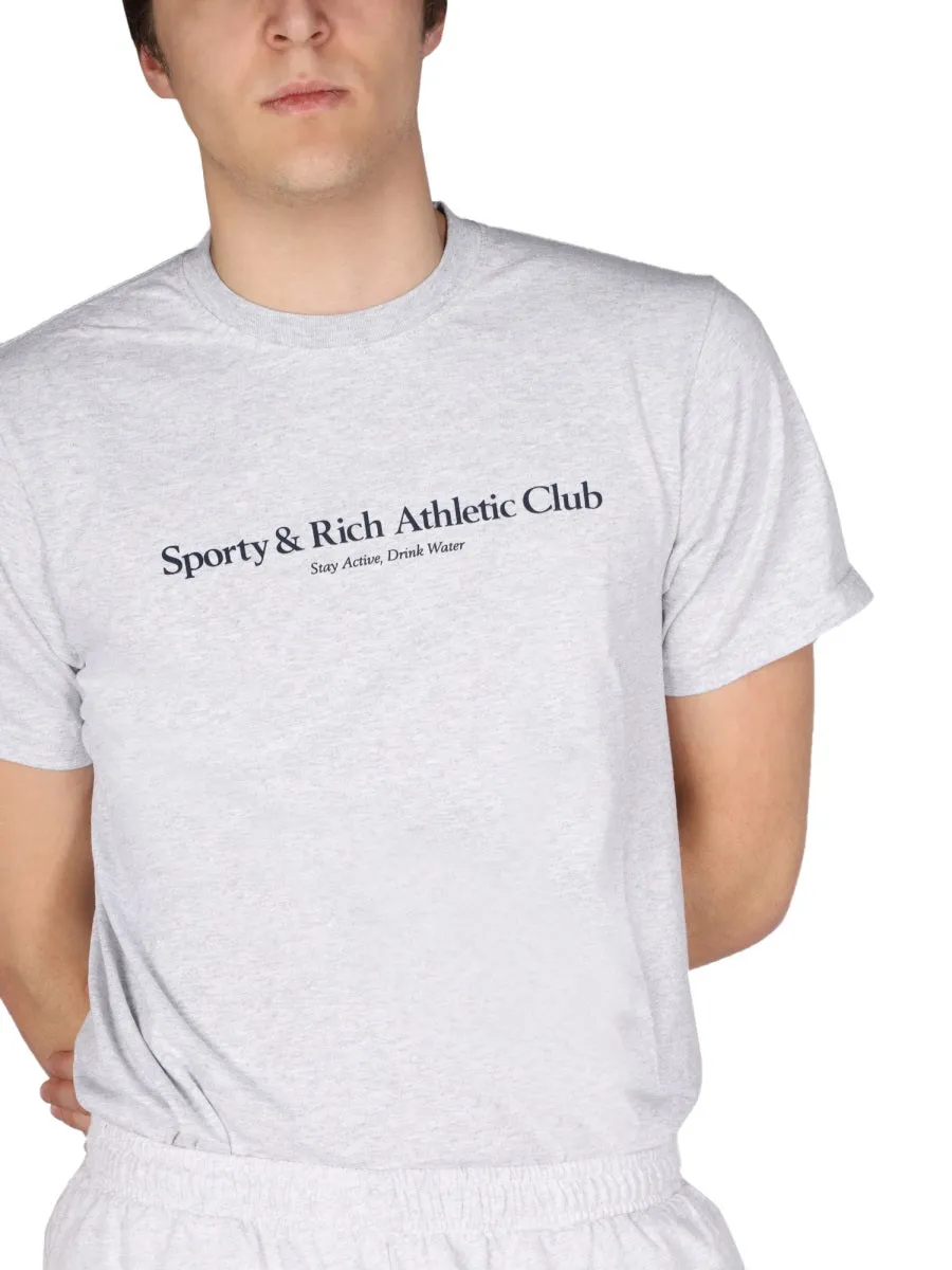 Sporty & Rich Logo Printed Crewneck T-Shirt