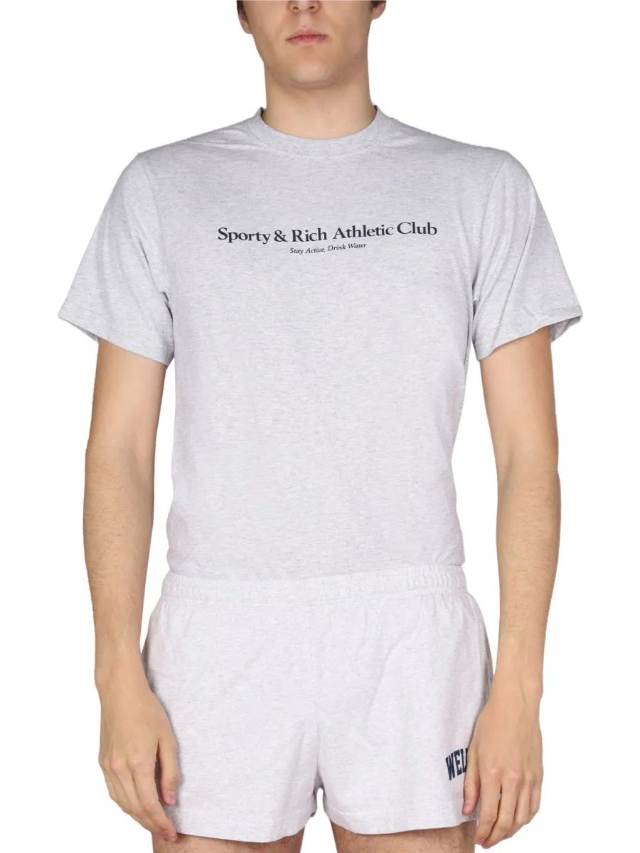 Sporty & Rich Logo Printed Crewneck T-Shirt