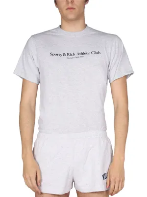 Sporty & Rich Logo Printed Crewneck T-Shirt