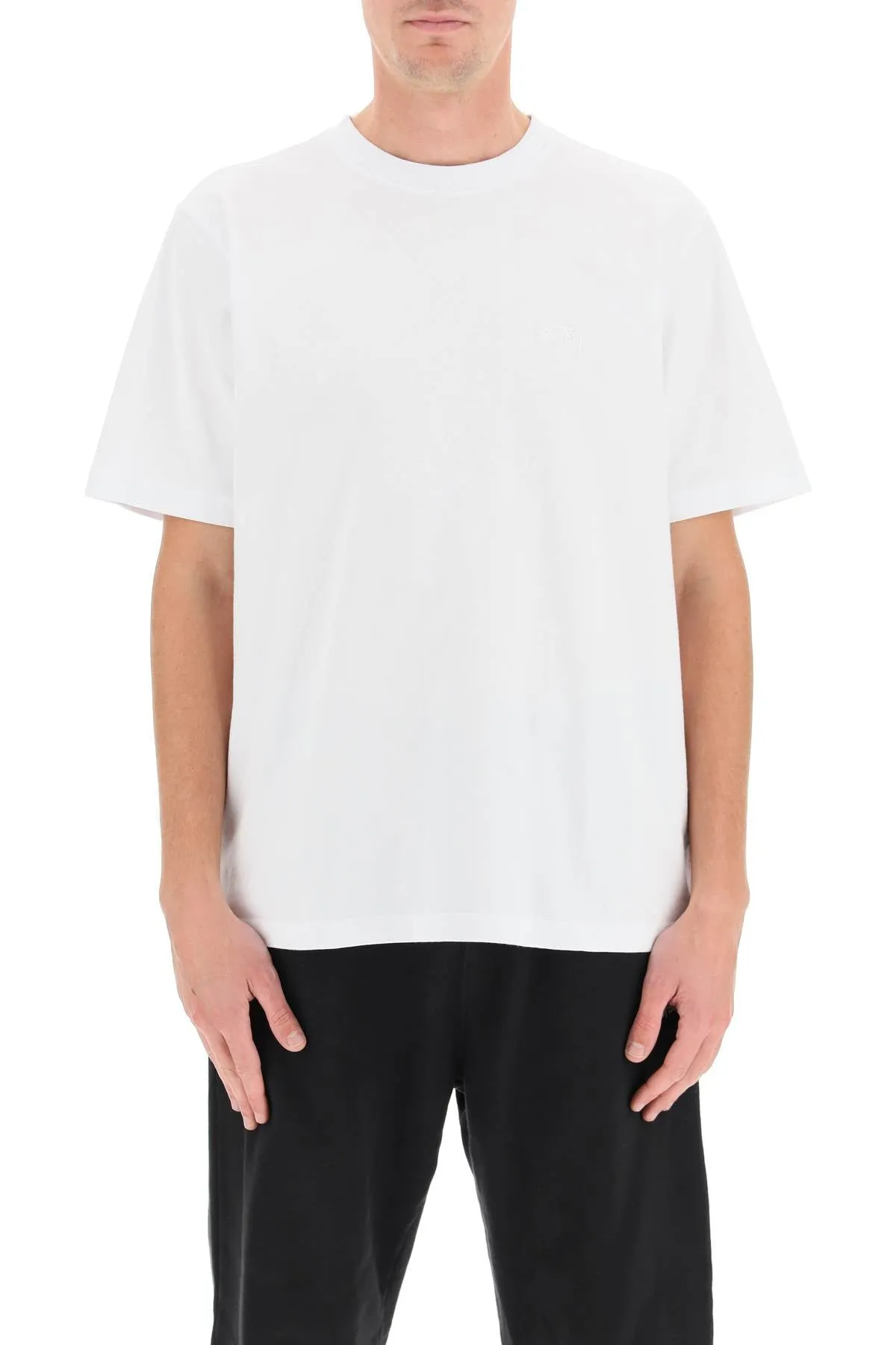 Stssy Logo Embroidered Crewneck T-Shirt