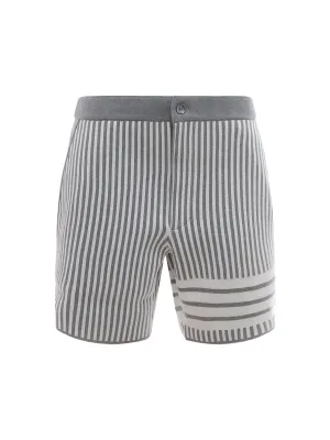 Thom Browne Seersucker 4-Bar Striped Jacquard Shorts