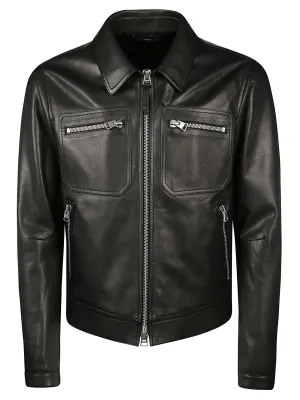 Tom Ford Zip Detailed Leather Jacket