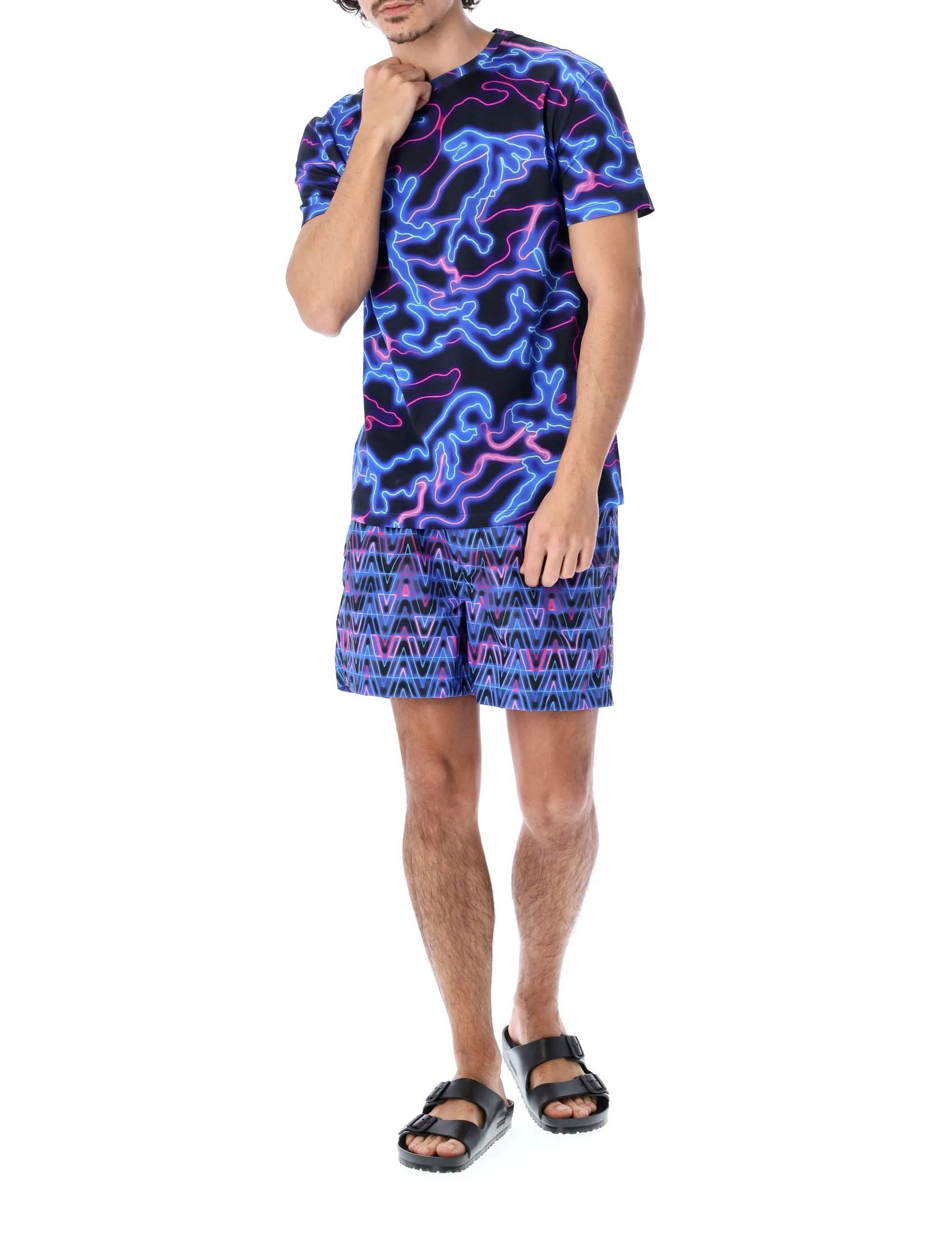 Valentino All-Over Neon Camouage Printed T-Shirt