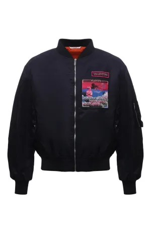 Valentino Logo Patch Zipped Bomber Jacket