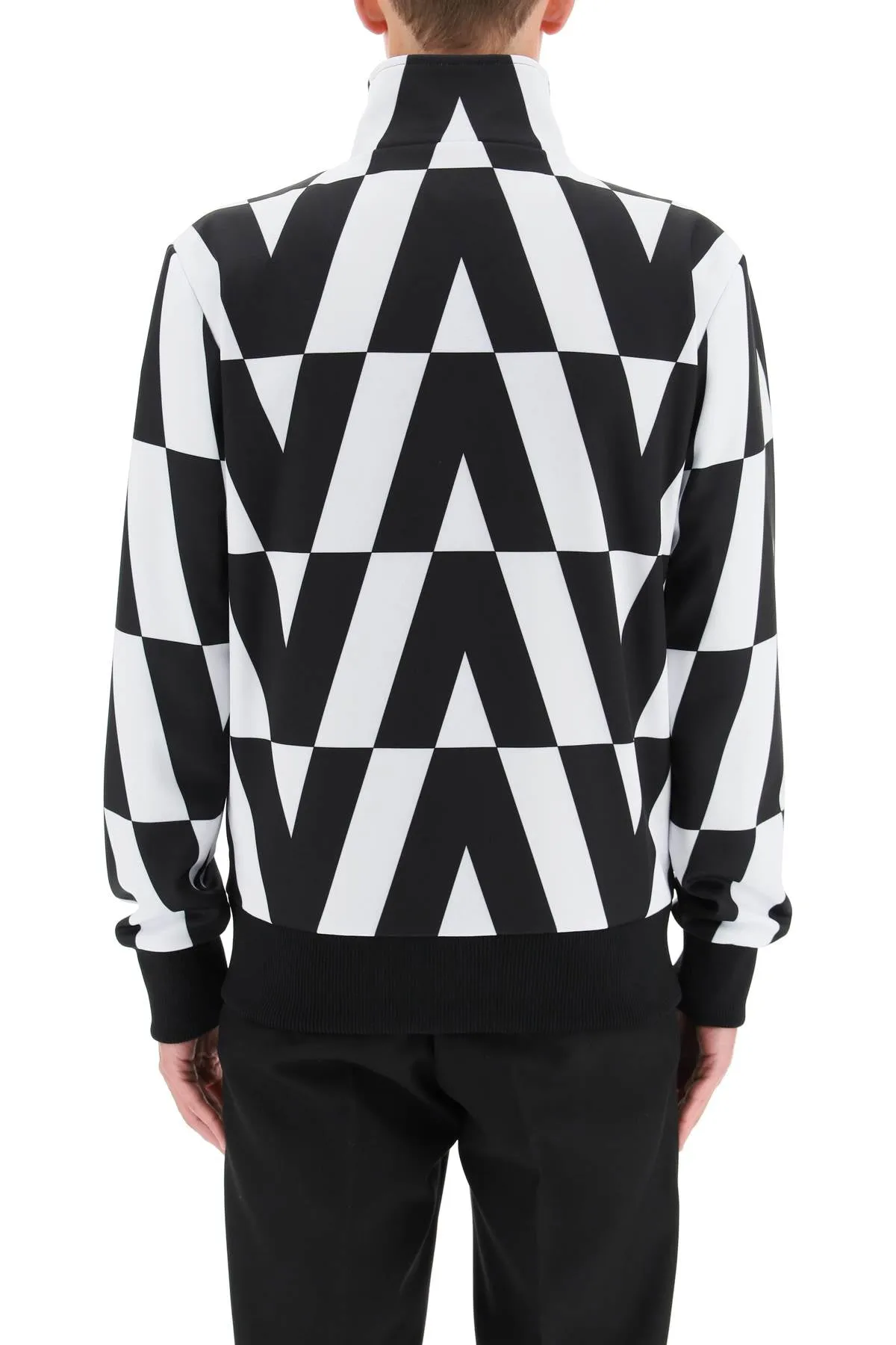 Valentino Monogram Print Zip-Up Sweater
