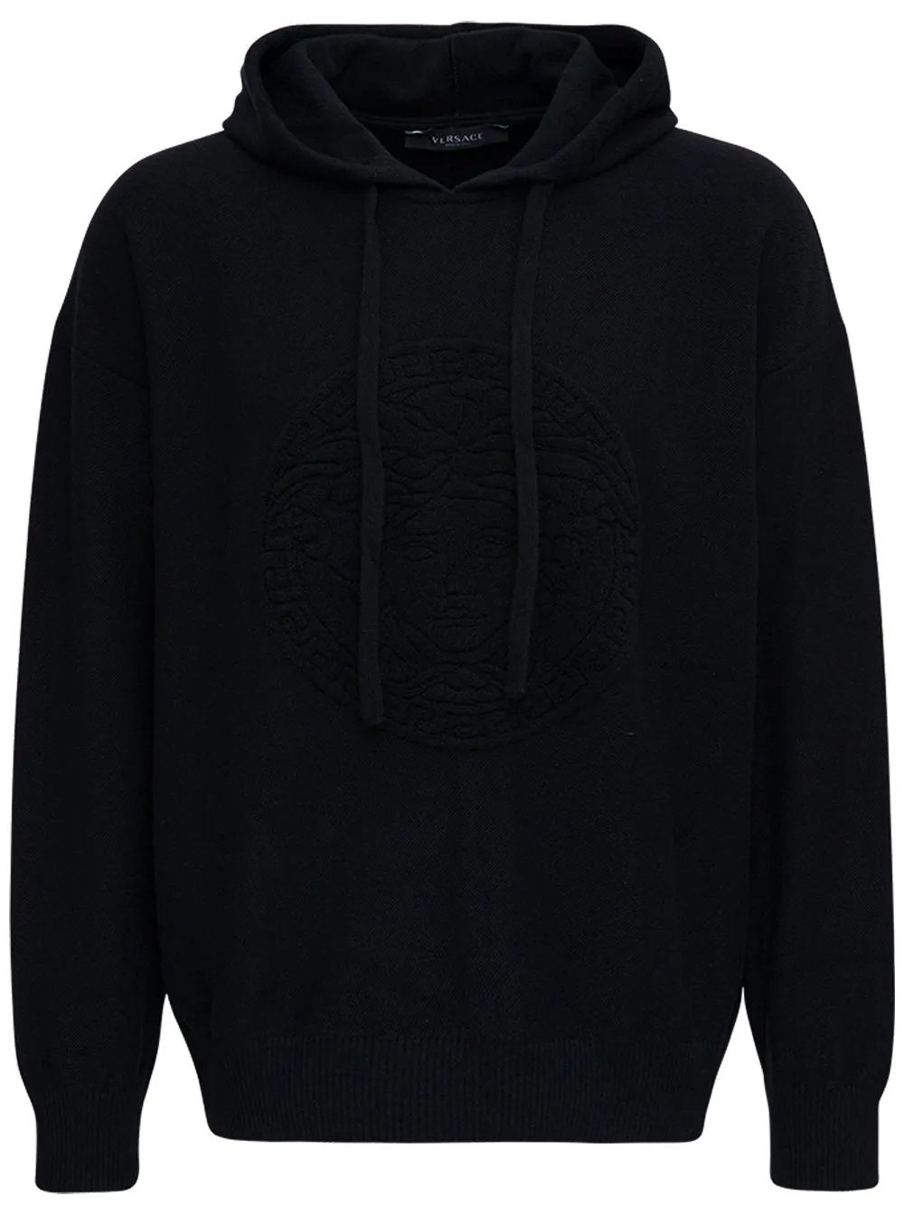 Versace Drawstring Hooded Knit Sweater