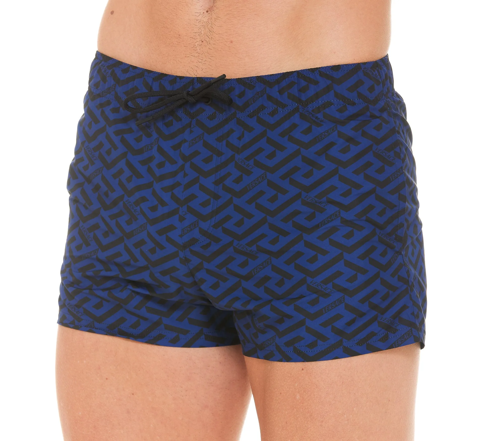 Versace Greca Logo Printed Drawstring Swim Shorts