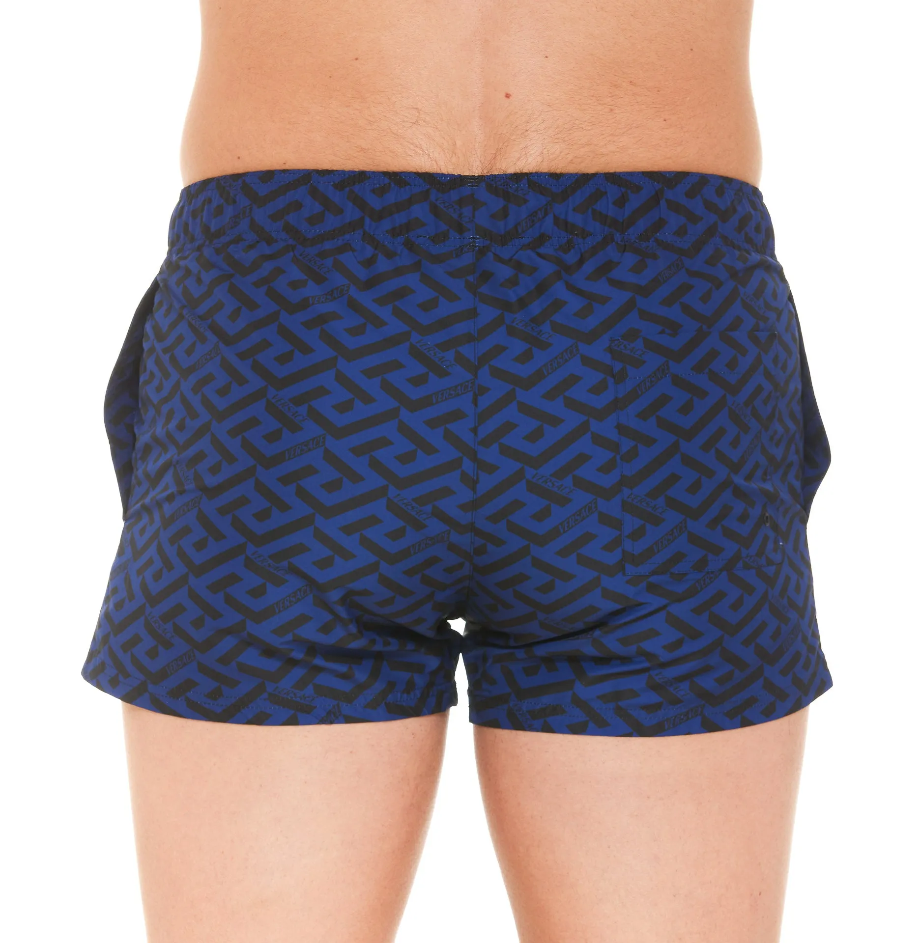 Versace Greca Logo Printed Drawstring Swim Shorts