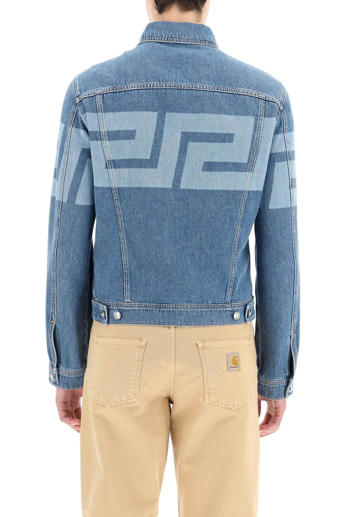 Versace Greca Print Buttoned Denim Jacket