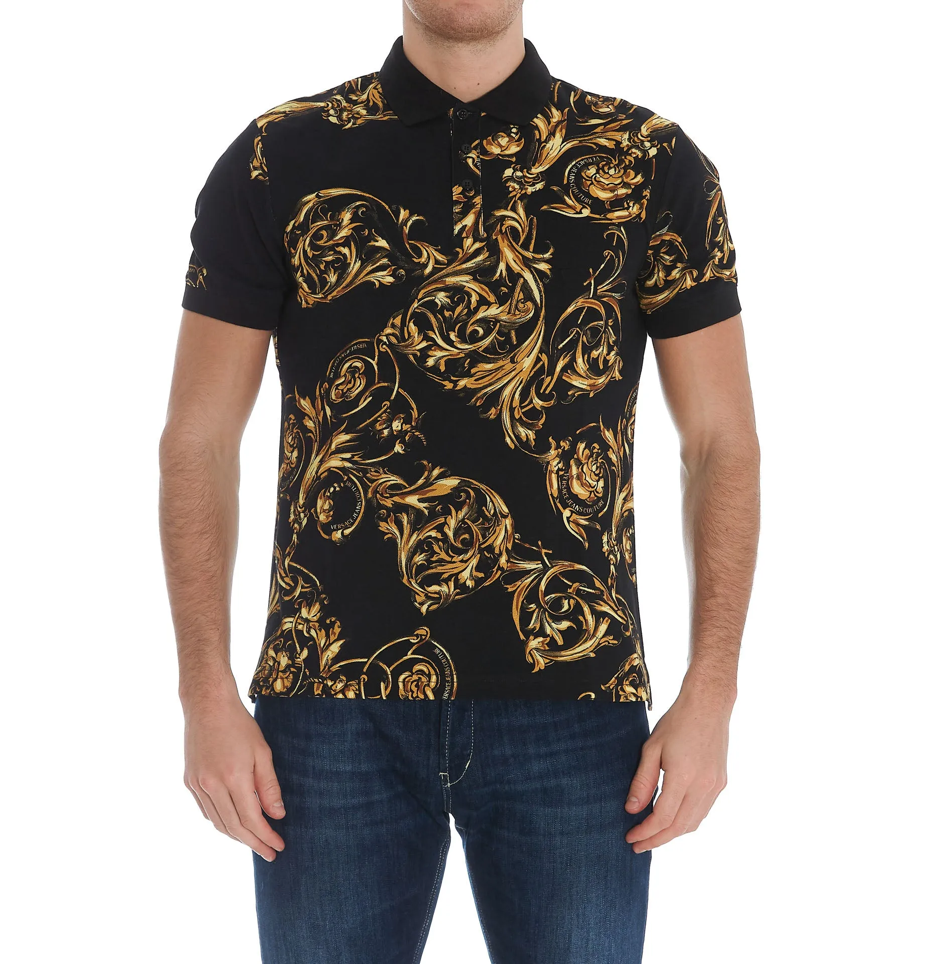 Versace Jeans Couture Baroque Print Polo Shirt