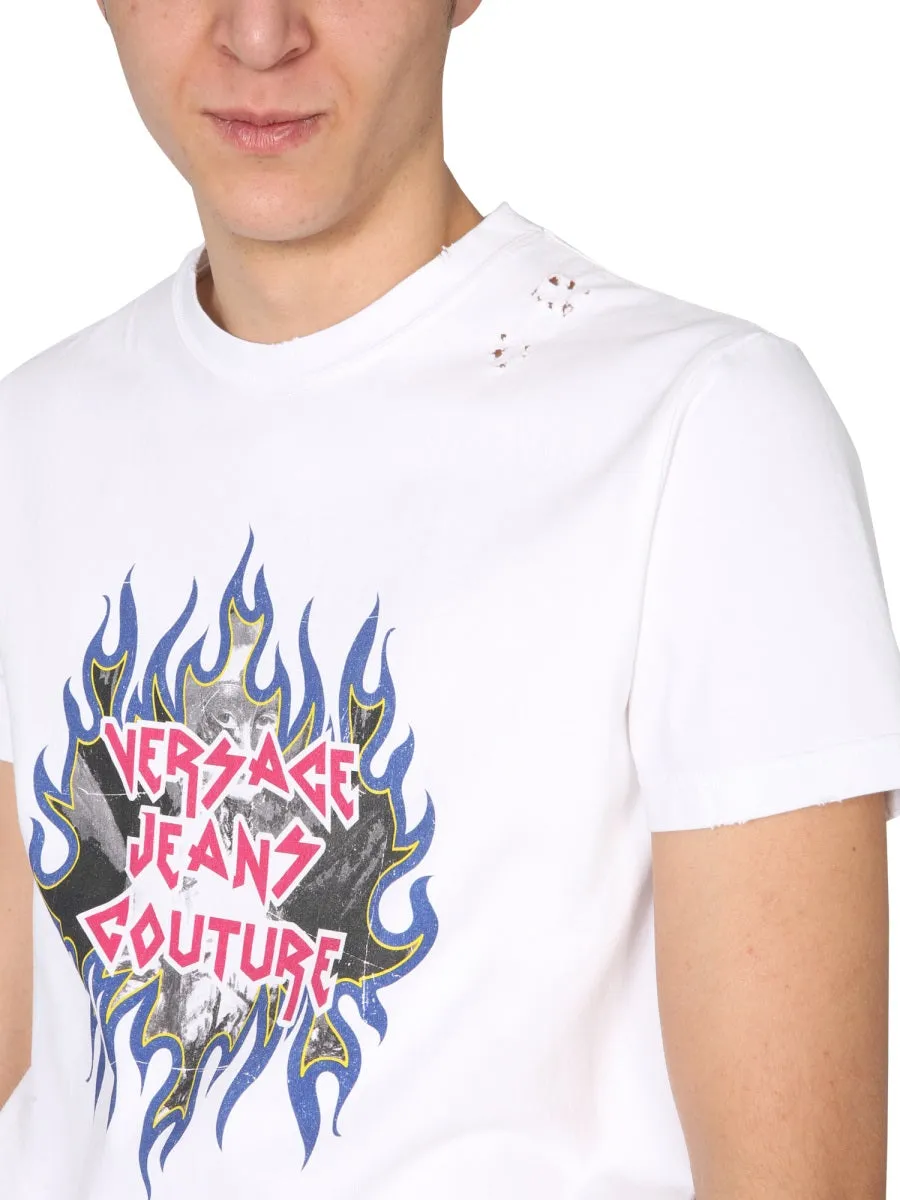 Versace Jeans Couture Logo Printed Crewneck T-Shirt