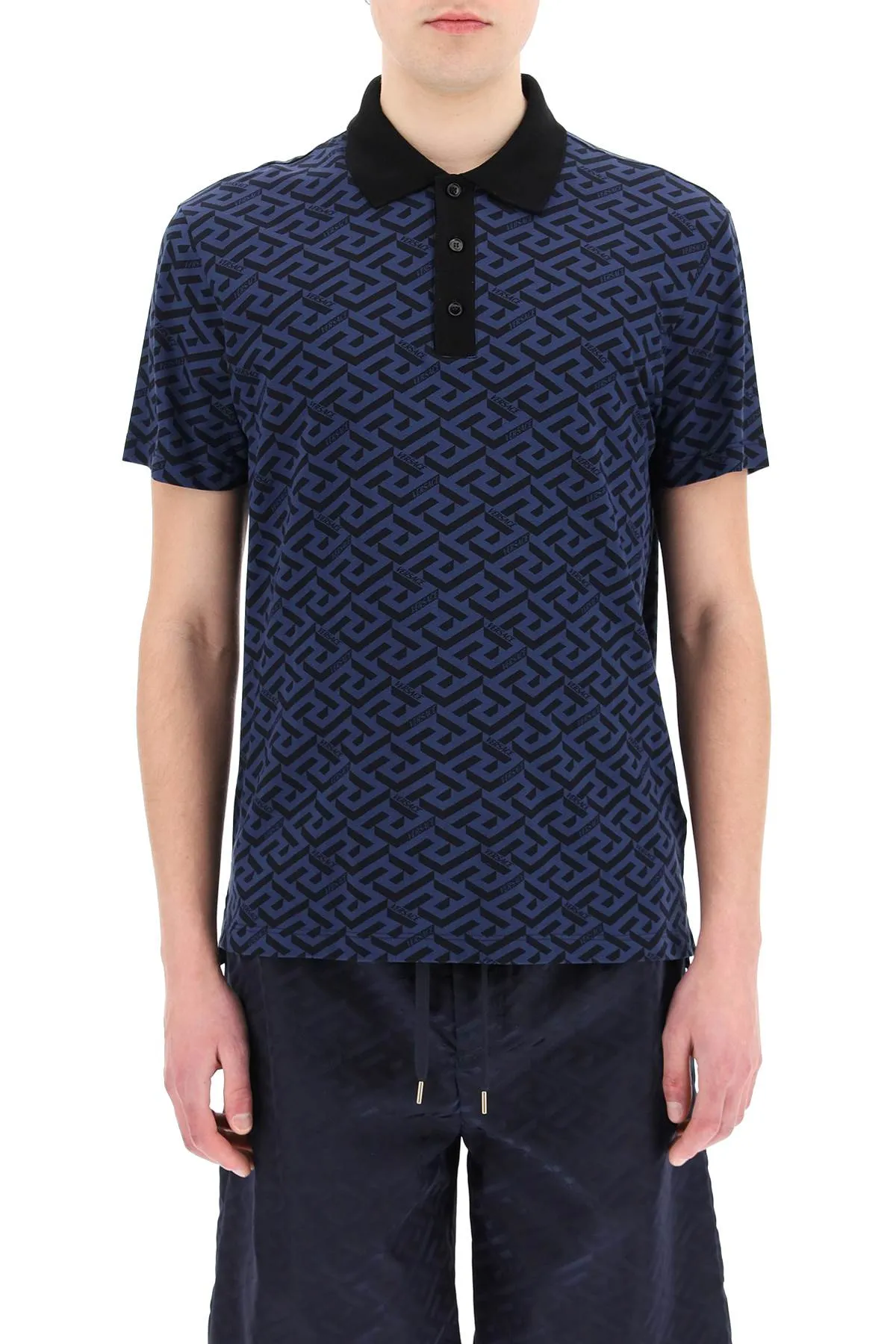 Versace La Greca Short-Sleeved Polo Shirt