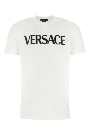 Versace Logo Embroidered Crewneck T-Shirt