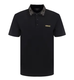 Versace Logo Embroidered Short Sleeved Polo Shirt