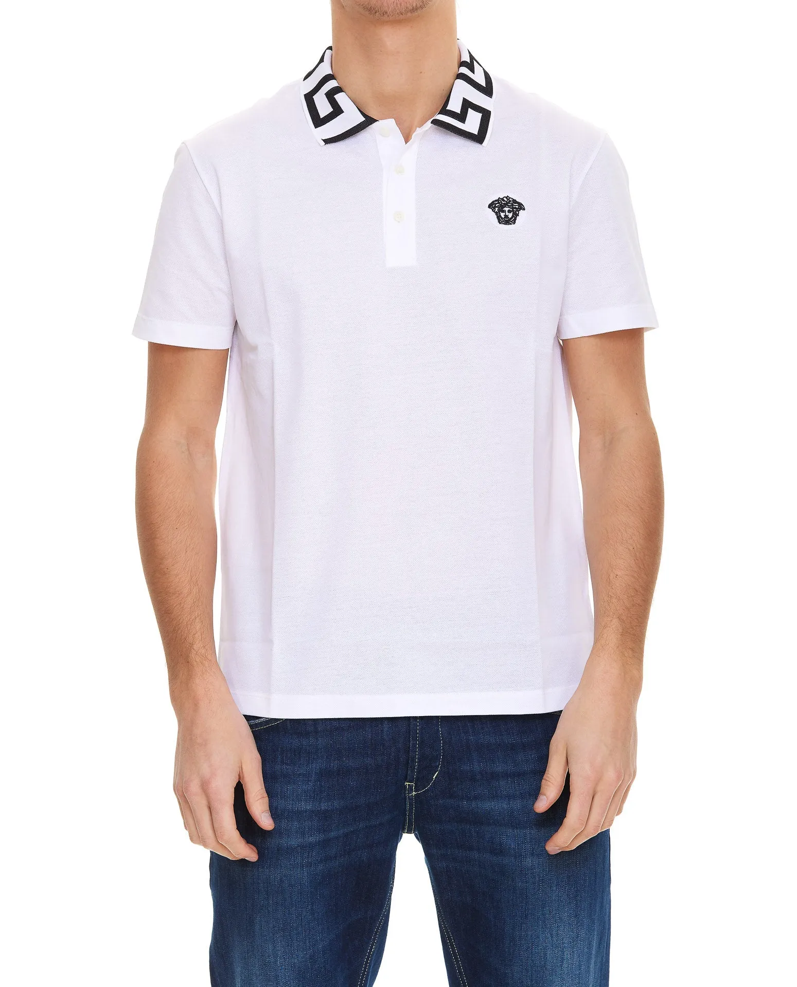 Versace Medusa Logo Embroidered Polo Shirt