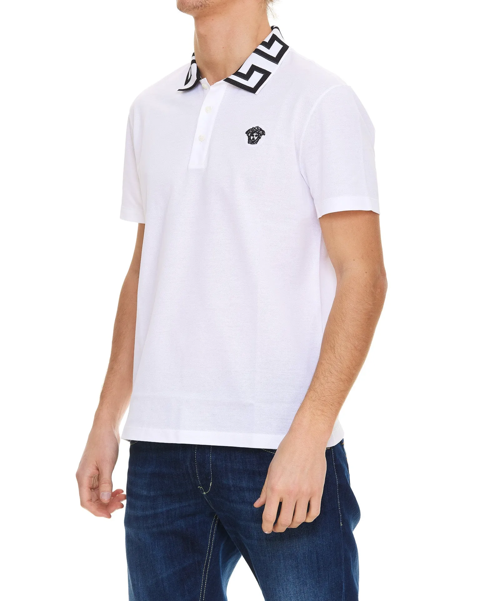 Versace Medusa Logo Embroidered Polo Shirt