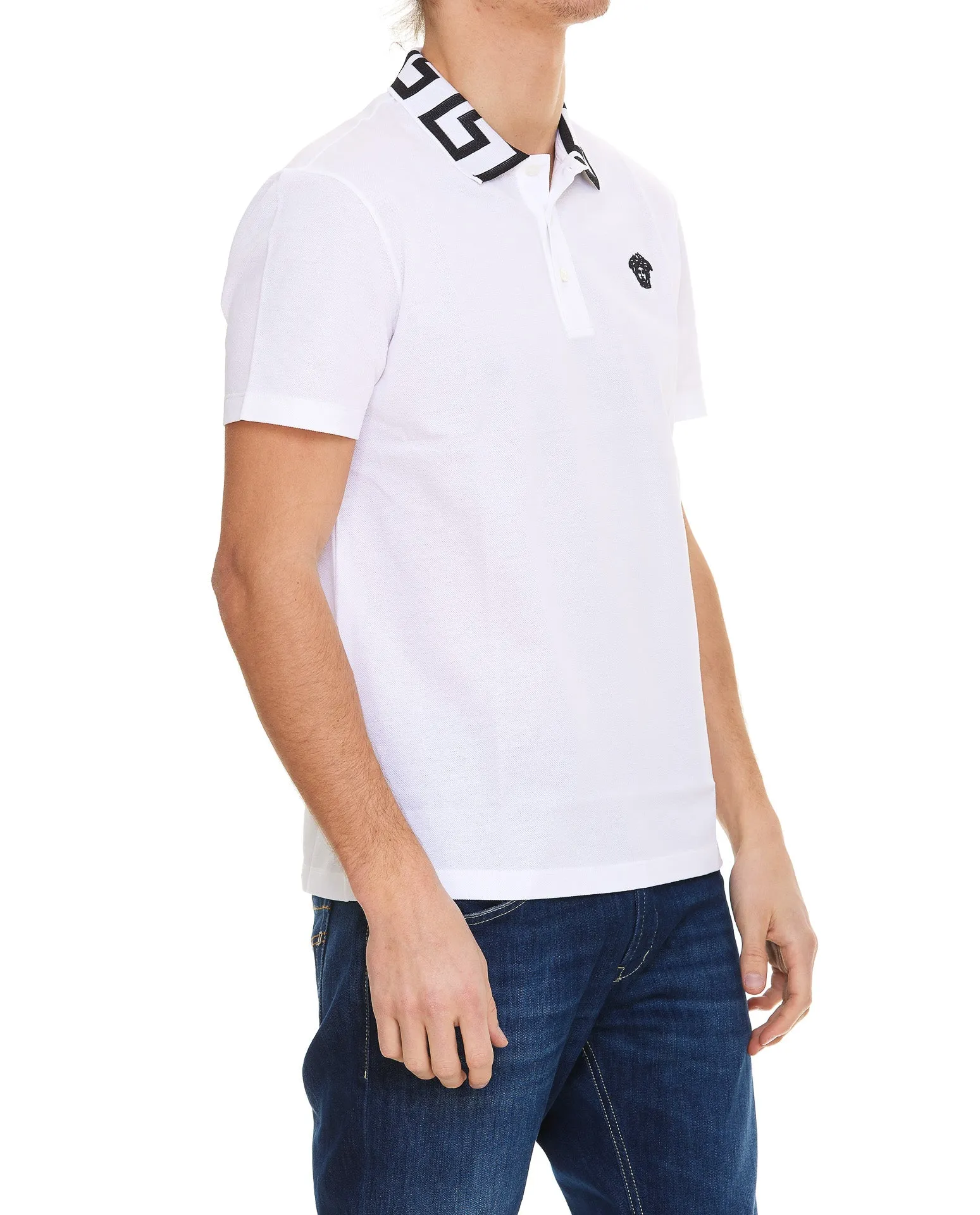 Versace Medusa Logo Embroidered Polo Shirt