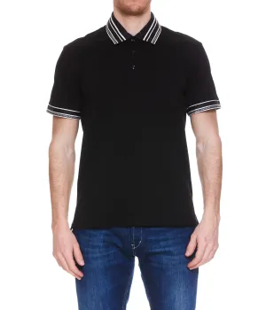 Versace Striped-Edge Short-Sleeved Polo Shirt