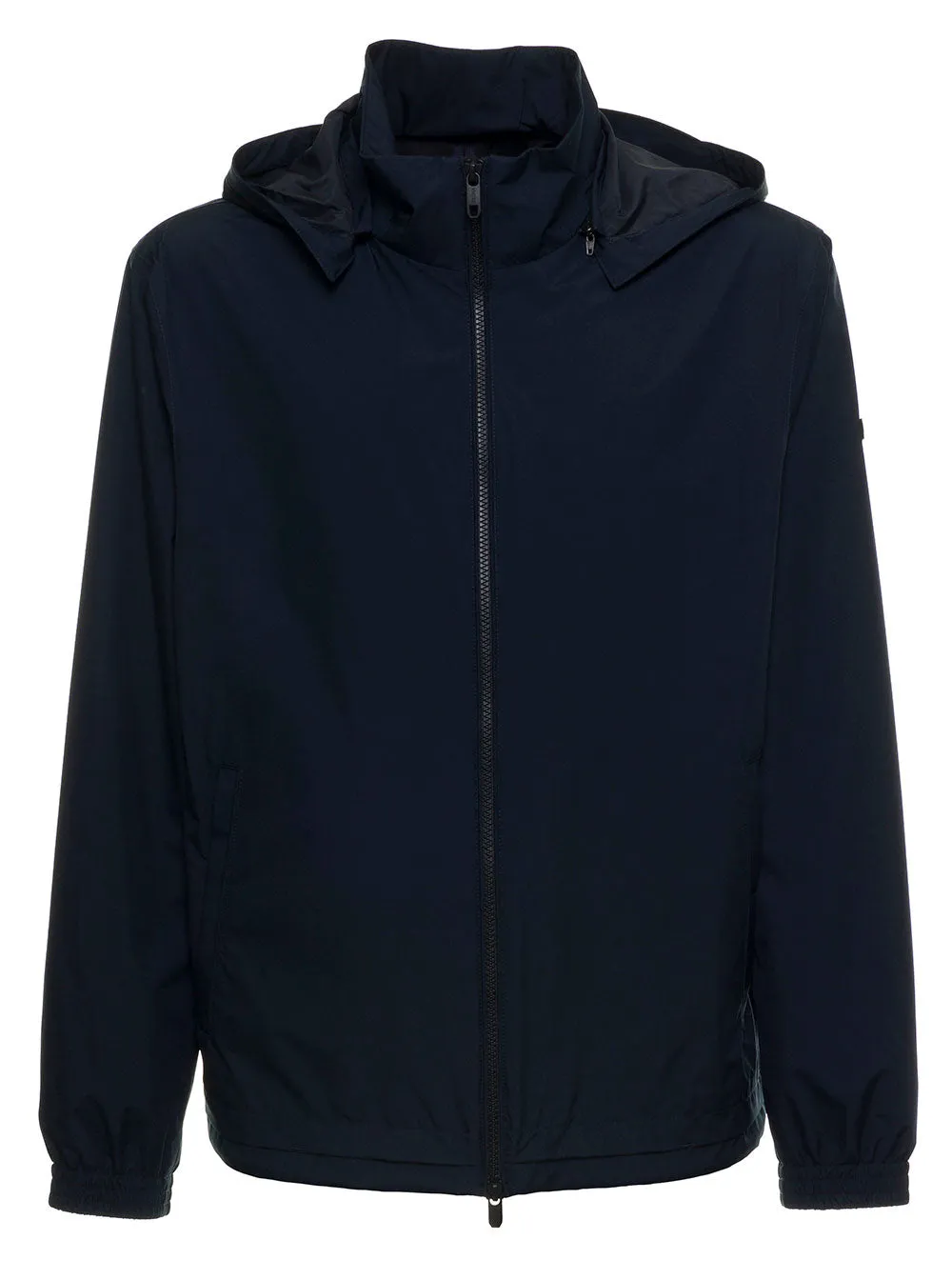 Z Zegna Logo Patch Zip-Up Hooded Jacket