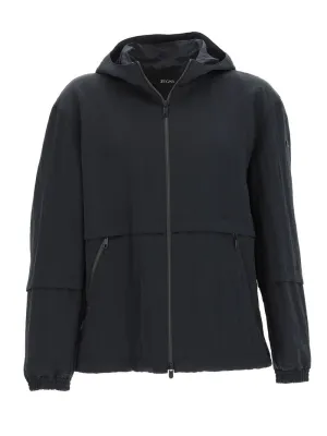 Z Zegna Zip-Up Straight Hem Hooded Jacket